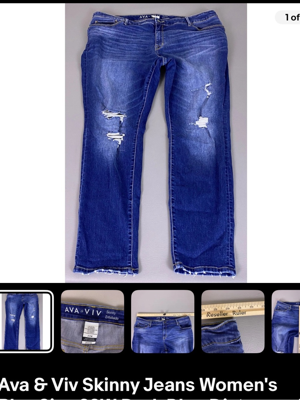 Ava & Viv Blue Distressed Skinny Jeans